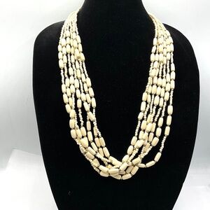 Carved Bone 6-Strand Necklace